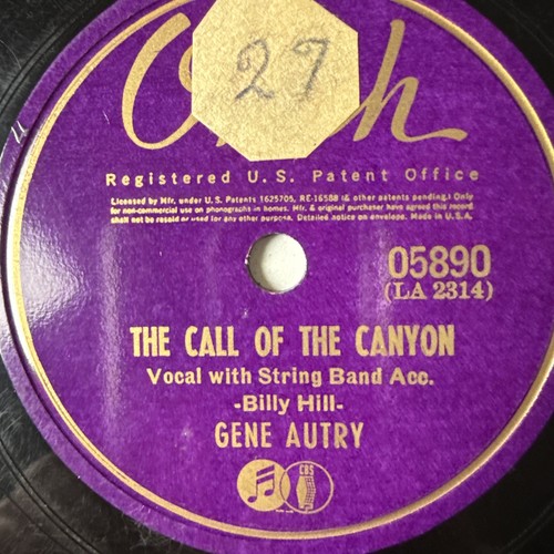 10" 78 RPM-Gene Autry-The Call of the Canyon/Broomstick Buckaroo/Okeh 05890 - Imagen 3 de 4