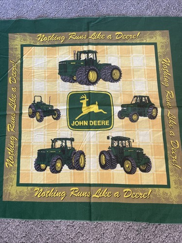 Cut & Sew Panel John Deere Tractor Nothing Runs Like A Deere Pillow Craft Quilt - Picture 2 of 10