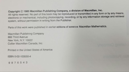 1985 MacMillan Mathematics Student Textbook - Picture 3 of 8