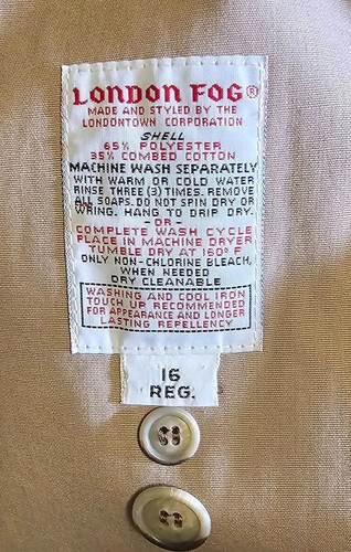 Vintage LONDON FOG Classic Tan Trench Coat Double Breasted Belted Womens Sz 16 - Picture 4 of 10