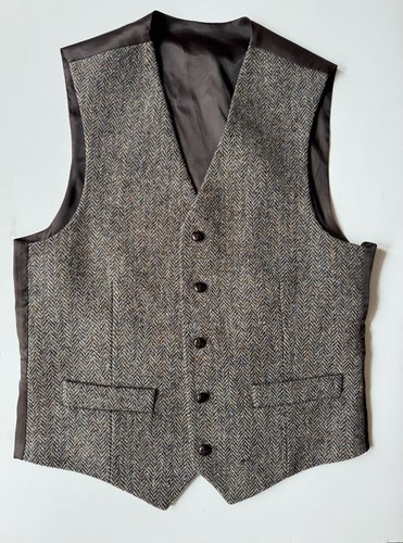 GRIMSAY BROWN HERRINGBONE HARRIS TWEED® Tailored WAISTCOAT Size S *NEW* £150 - Picture 2 of 5