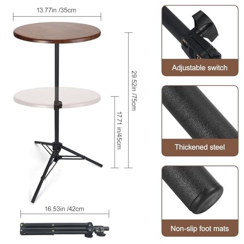 Adjustable Round Side Table - Folding Camping & Outdoor Table, Portable - Picture 4 of 7