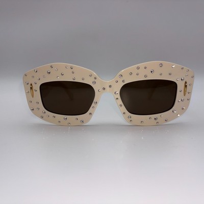 Loewe LW4114IS 25E Shiny Ivory Anagram Screen Shield Sunglasses Italy NEW
