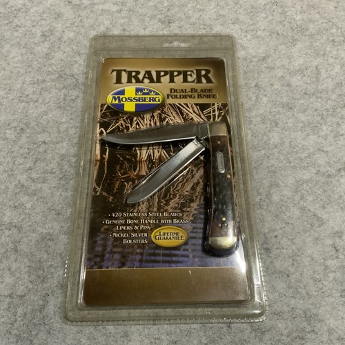 Mossberg 2 Klingen Trapper Knochengriff Messing Einlagen Taschenmesser Neu