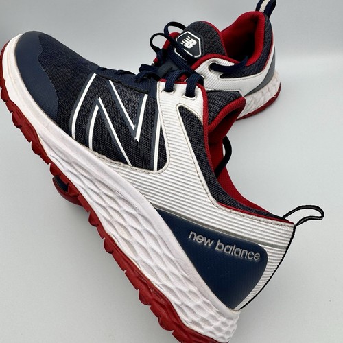 Zapatos de golf New Balance Fresh Foam Contend sin clavos para hombre rojo blanco azul 10-10,5