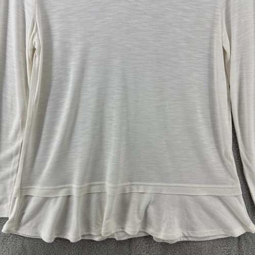 J Crew Mercantile Top Damen M elfenbein Langarm Rüschensaum Tee V-Ausschnitt Boho - Bild 4 von 14