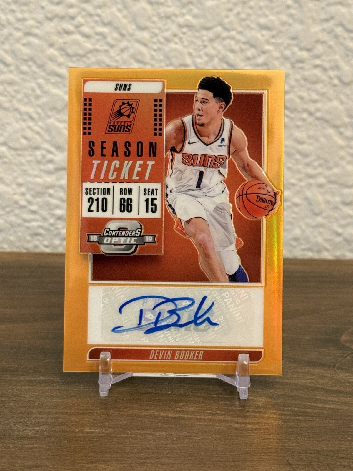 2018-19 Panini Contenders Optic Devin Booker Veteran Ticket Auto Orange 13/25