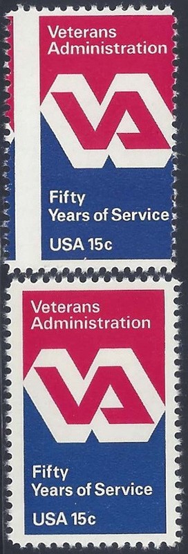 1825 - Misperf Error / EFO "Veterans Administration Fifty Years" "VA" MNH (S3)