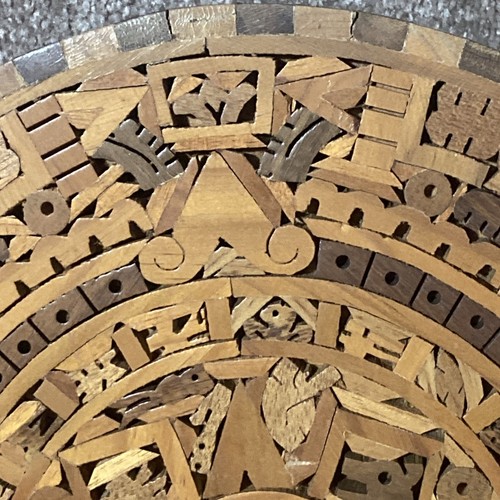 Aztec Calendar Made Of Wood 13.5” Inches - Picture 6 of 9