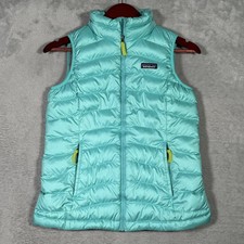 Patagonia Vest Girls L 12 Blue Down Sweater Quilted Puffer Full Zip Lightweight