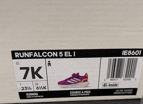 Zapatillas Adidas Run Falcon 5 para niñas talla 7 nuevas - Imagen 5 de 7