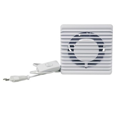 Wohnraumventilator 100erR weiß mit Ein-/Ausschalter am Kabel für Wand Bad Toilet