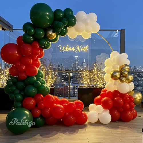 Kit Arco Globo Navidad - 140 piezas Doble Relleno Verde Rojo Blanco y Dorado Balón... - Imagen 6 de 9