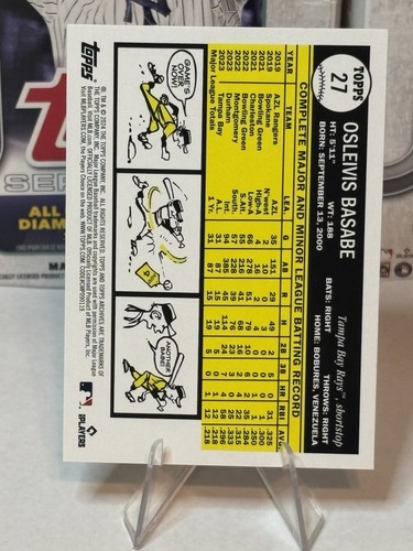 2024 Topps Archives "BLACK Foil" Osleivis Basabe RC Tampa Bay Rays #27 - Picture 2 of 2