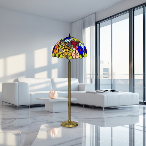 Authentic Tiffany Floor Lamp with 10” Shade – 66.25” Tall Stained Glass Vintage - Picture 19 of 33