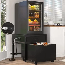 Unikito Mini Fridge Stand with Drawer Storage and Power Outlet, Heavy Duty Mo...