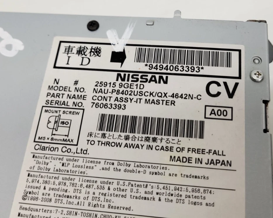 Unidad principal de navegación receptor de radio Infiniti QX50 2016-2017 25915-9GE1D Foto 3 de 4