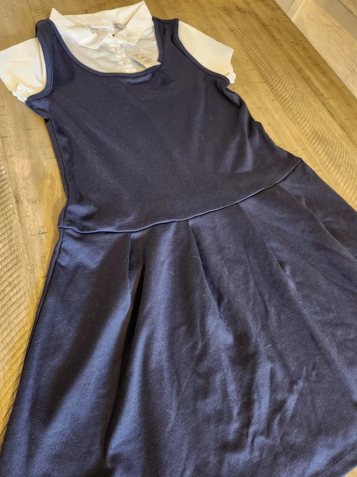 Vestido THE CHILDRENS PLACE Niña XL 14 Azul Marino UNIFORME Manga Corta Blanco Polo Foto 2 de 4