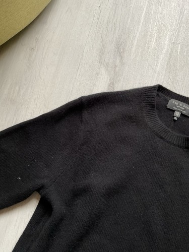 Rag & Bone Black ITALIAN Cashmere Crew Sweater Logo Tab XSmall - Picture 4 of 4