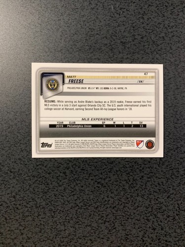 2020 Bowman MLS Matt Freese RC #47 USMNT - Picture 2 of 2