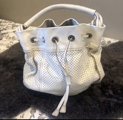 Prada Hobo Bag white leather perforated REDUCED boutiques PRICE from $375