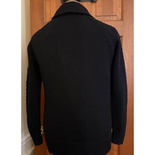 Zara Man Zopfmuster Strickjacke Pullover Herren Medium schwarz Wollmischung Schalkragen - Bild 6 von 17