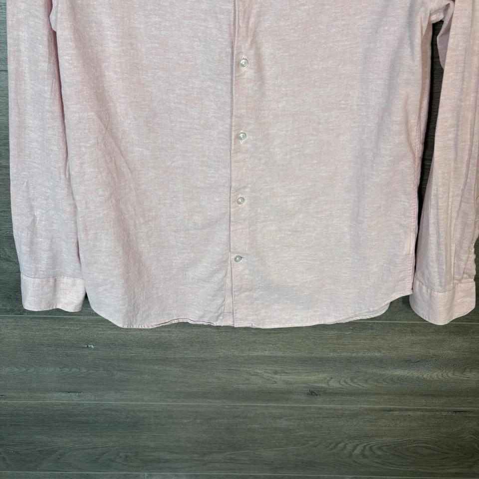 Camisa Express 1MX Para Hombre Talla Mediana Calce Ajustado Abotonada Mezcla de Lino Rosa Foto 3 de 4