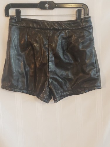 Women's Size Small Poetry Faux Leather Party Shorts Inseam 2.5" Back Zipper