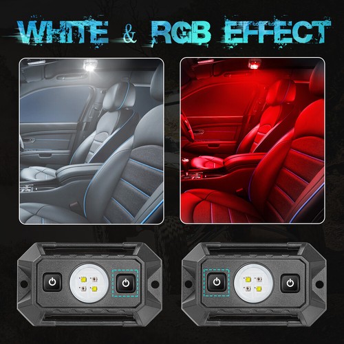 RED White Car Interior LED Dome Map Reading Light Roll Bar Cage Mount switch UTV - Foto 3 di 10