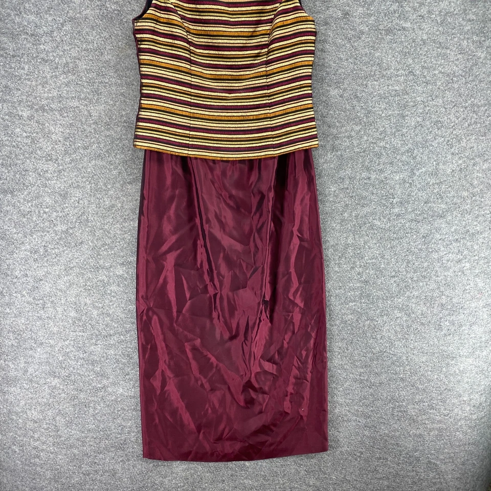 Платье женское Jessica Howard 12 красное в полоску сменное миди на молнии с подкладкой без рукавов - Изображение 4 из 4