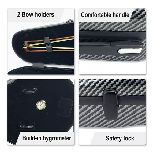 Black Viola Case Carbon Fiber For 15 to 16.5inch Hard Case Buckle Lightweight - Picture 6 of 9