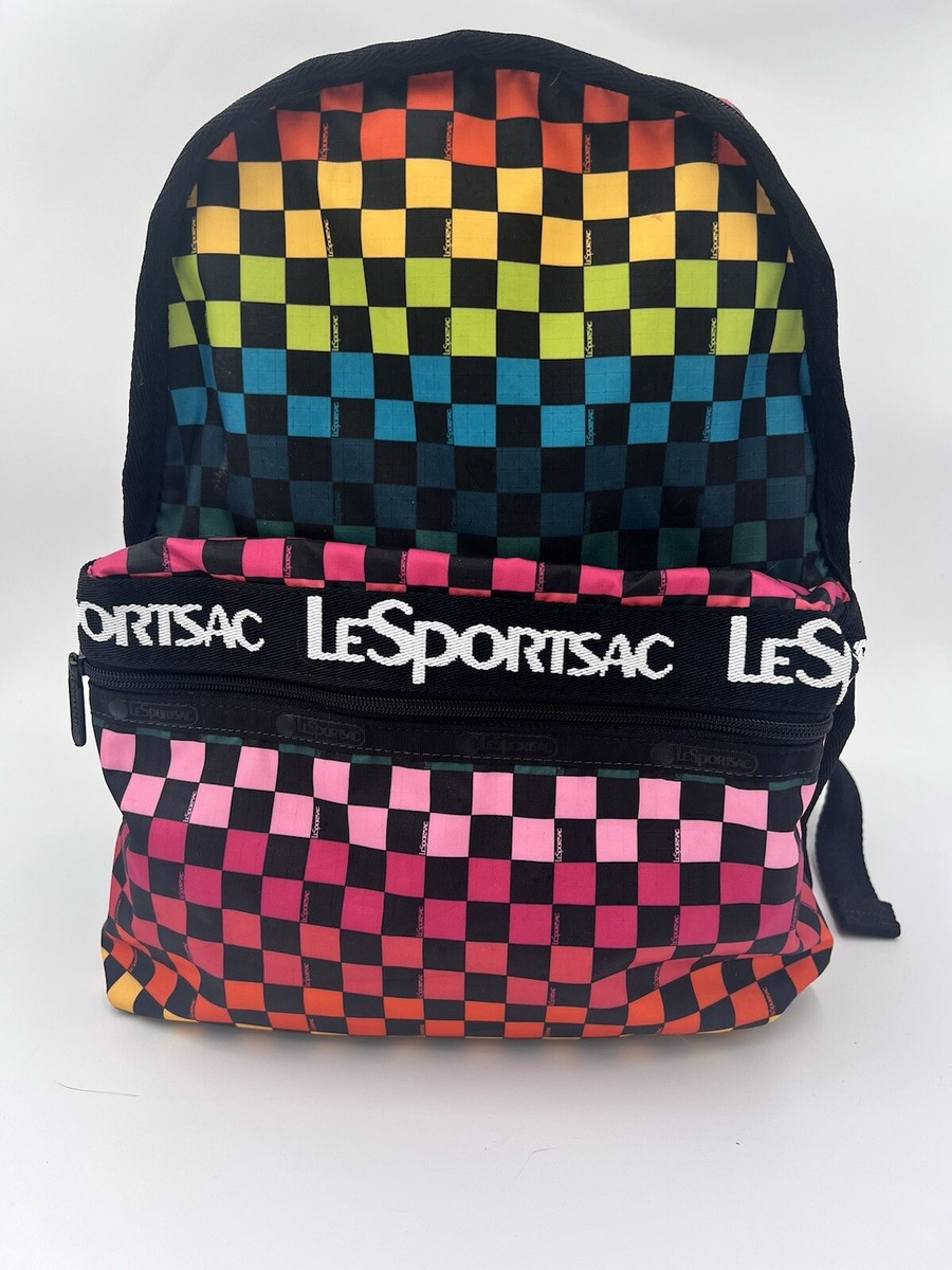 LeSportsac Rainbow Checkerboard Backpack Checkered Colorful Candace School Bag‎ Red and White Checkered Backpack for School,Cute School Bag  main image 3