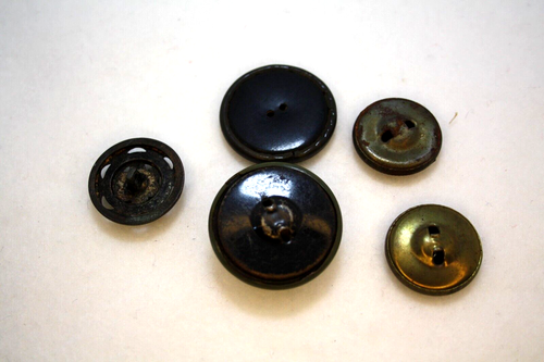Antique Buttons Large Coat Size Metal Two Matching Very Old Sewing Crafting - Picture 2 of 2