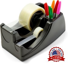 Dispensador De Cinta Reciclada 2 En 1 De Uso Pesado, Nucleos De 1 "Y 3", Negro