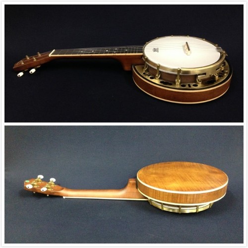 Caraya Concert Size,Flame Maple Resonator Banjo Ukulele,Banjolele+Bag SBJUK-118 - Picture 12 of 12