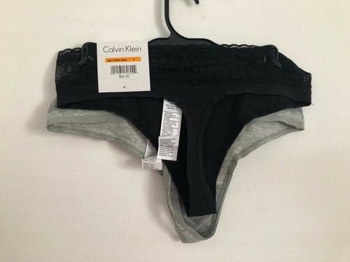 CALVIN KLEIN Women's 2 Pack Sexy Lace Thong Panty Underwear Size Large - Picture 4 of 6