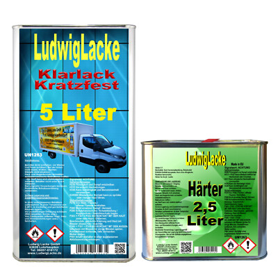 5 Liter MS Klarlack & 2,5 Liter MS Härter Set für Autolack Ludwiglacke
