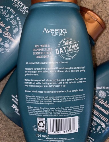 Aveeno Rose Water & Chamomile Blend Conditioner 12 FL OZ Lot Of 4 - Picture 3 of 5