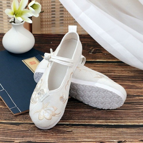 Lady Ethnic Embroidered Floral Shoes Footwear Flat Sole Soft Chinese Style Shoes - Bild 11 von 14