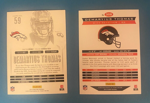 Demaryius Thomas Rookie Card Lot (2) Denver Broncos Rc S583 - Bild 2 von 2