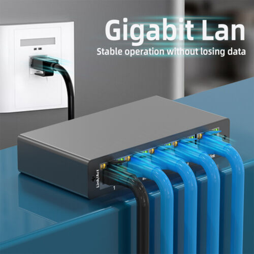 5 Port Gigabit Desktop Netzwerk Switch Ethernet RJ45 LAN Verteiler HUB schwarz - Bild 5 von 19