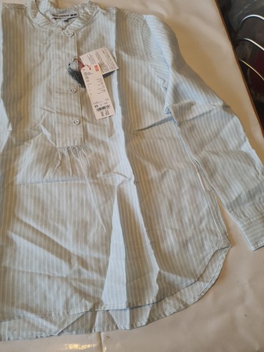 Uniqlo Ines De La Fressange Casual Blouse Pale Blue Stripe Size XS - Picture 6 of 8