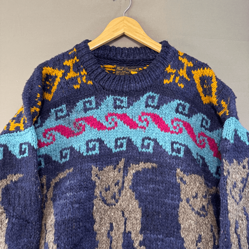 Wool Originals Heavy Hand Knit Hand Made Sweater Size Medium Oversized Fit - Picture 2 of 7