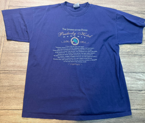 The Legend Of The Ducks Peabody Hotel Memphis VTG Single Stitch T Shirt Size XL - Picture 1 of 5