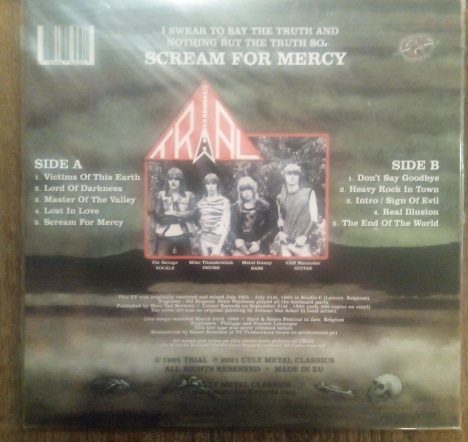 Trial Scream For Mercy (Belgium) Black Vinyl LP Record ostrogoth running wild - Image 3 of 3