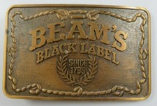 Vintage BEAM'S BLACK LABEL Belt Buckle Brass Since 1795