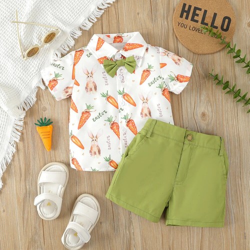 3PCS Toddler Baby Boy Outfit Short Sleeve and Shorts Set Cute Kids Clothes - Picture 17 of 27