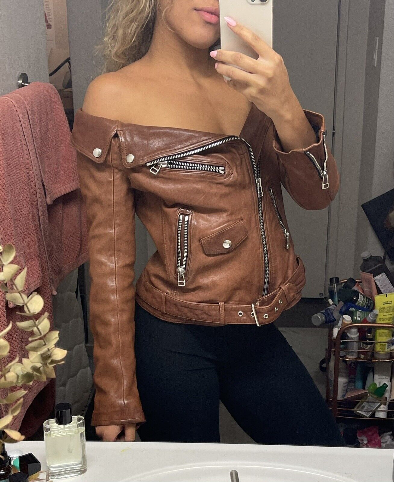 faith connexion leather jacket off shoulder | eBay