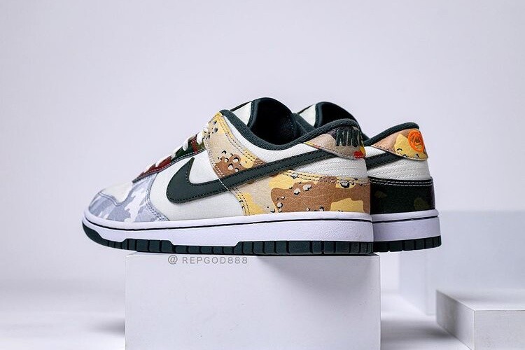 NIKE DUNK LOW SE SAIL MULTI CAMO DH0957-100 Men US 7 - 12