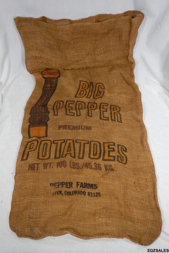 5 Vintage Burlap Potato Sack Bags - Meadows, Garin-Tee, Badger State, Big Pepper - Picture 8 of 11